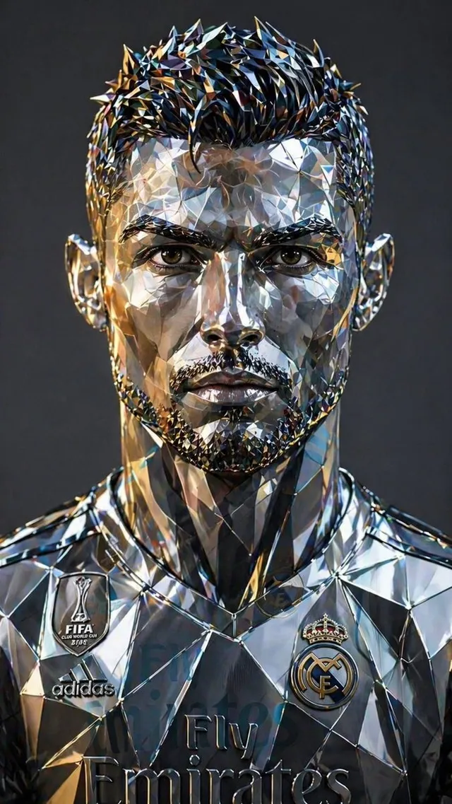 Futuristisches Low-Poly Metallic Porträt
