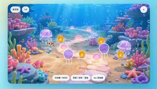 Cute Mermaid Puppy Underwater Game Screen