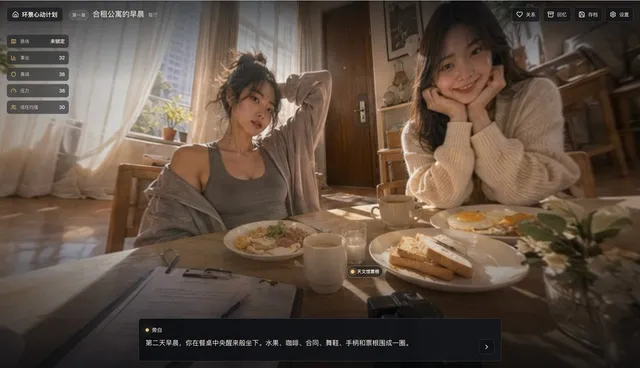 Cinematic Shared Apartment Breakfast UI
