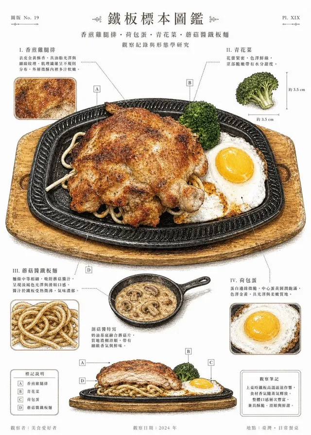 빈티지 철판 요리 표본 차트