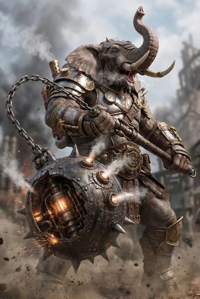 Guerriero Elefante Steampunk