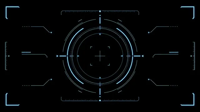 Cyan Sci-Fi HUD Reticle Overlay