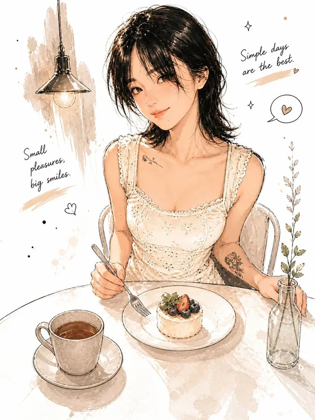 极简水彩咖啡馆插画