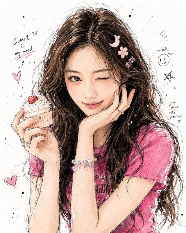 韓系塗鴉插畫肖像