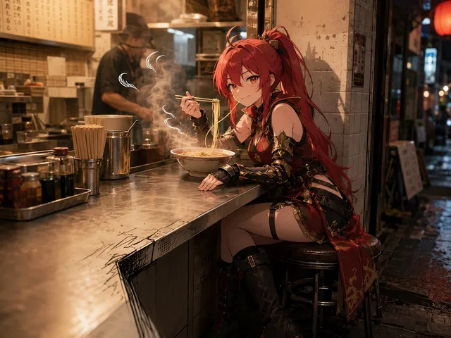Anime Warrior Eating Ramen