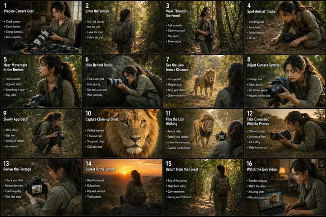 Storyboard de Aventura de Fotógrafo de Vida Selvagem