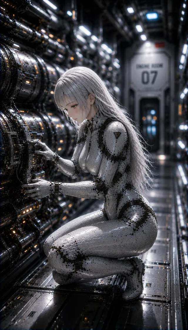 Female Android on a Spaceship