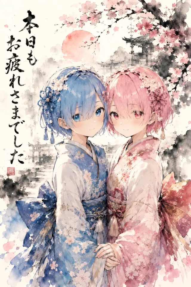 Kimono Gemello Sakura Acquerello