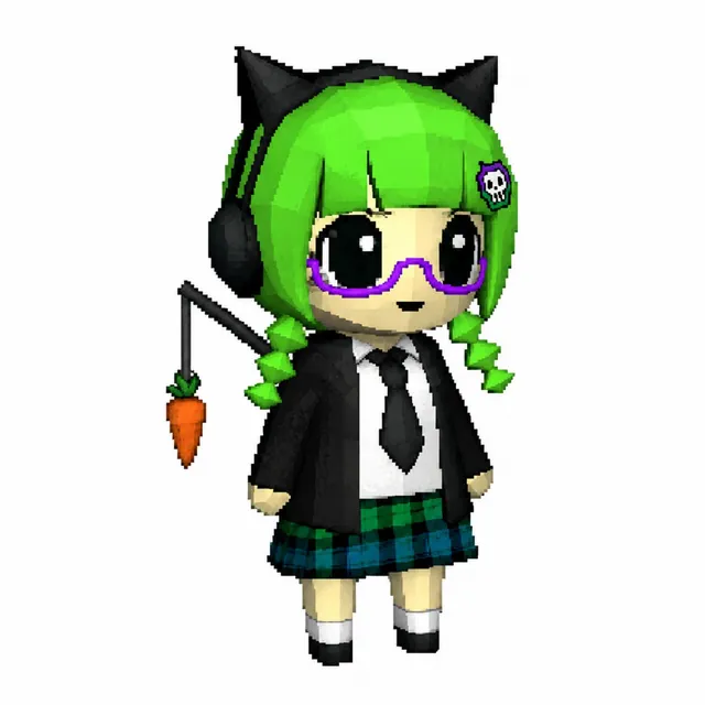 Voxel Chibi Cat-Ear Girl