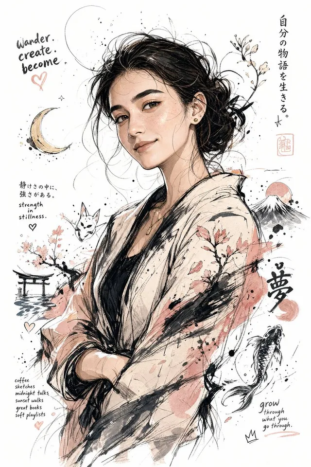 Japanese Ink Splatter Comic Illustration