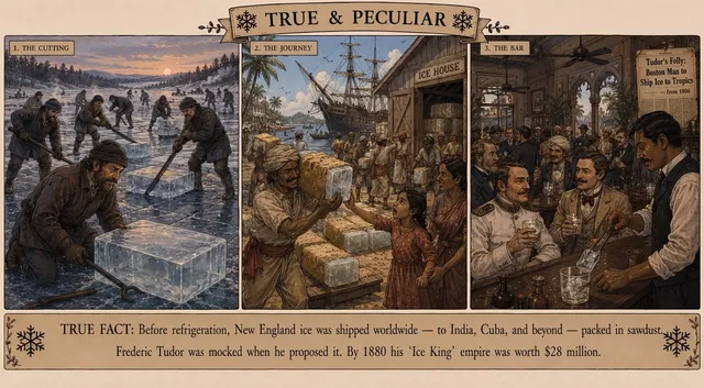 Affiche triptyque sur le commerce de la glace vintage