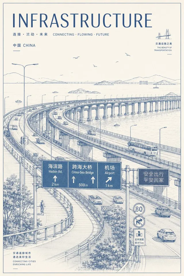Affiche d'infrastructure en ligne bleue
