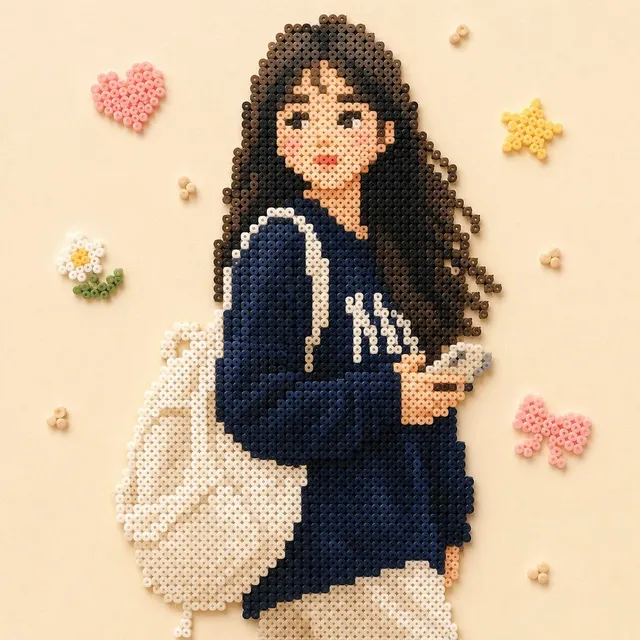 Beaded Pixel Art Portrait