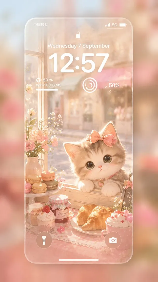 Pastel Kitten Café iPhone Lock Screen