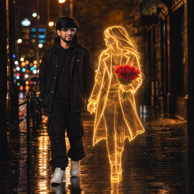 Glowing Hologram Night Scene