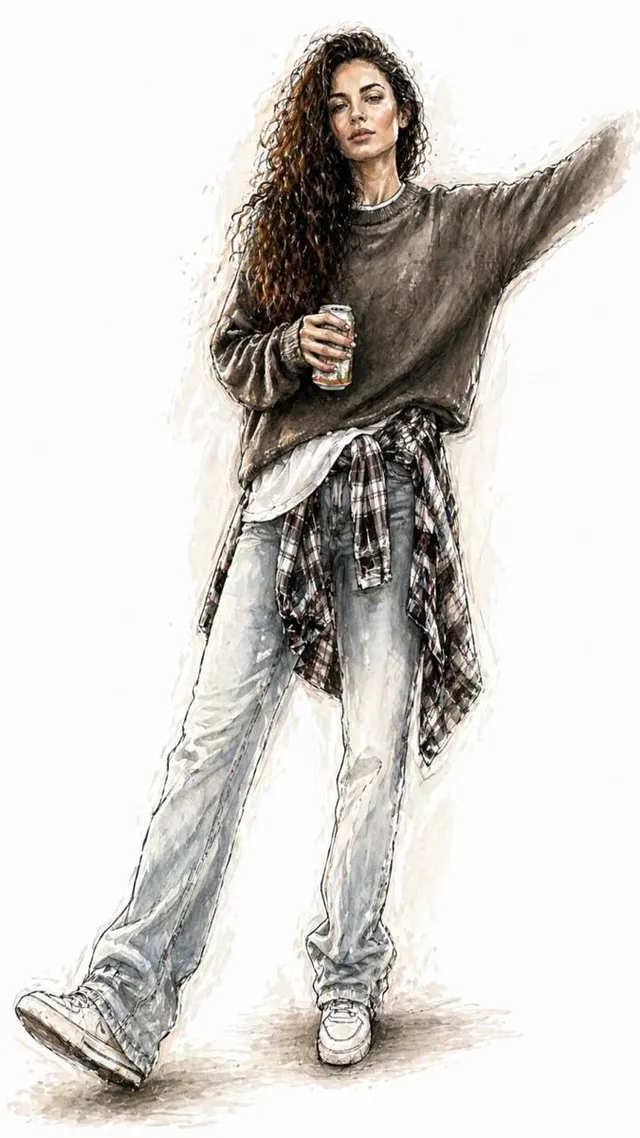 Watercolor Fashion Illustration Sketch