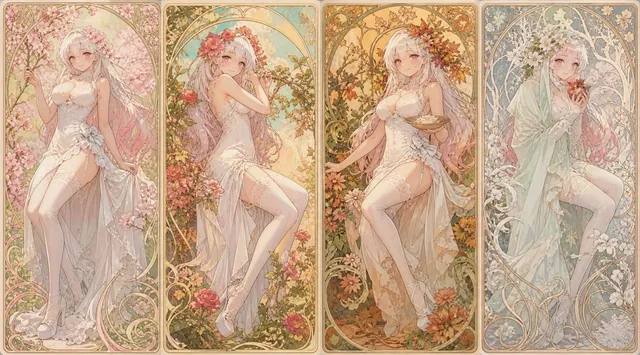 Mucha Style Seasonal Art Nouveau