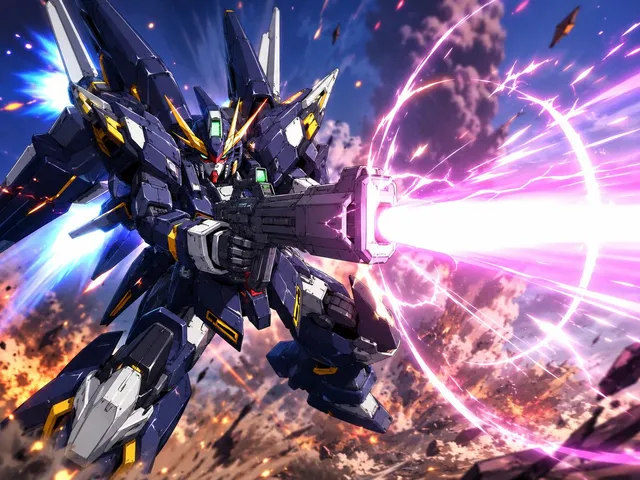 Winged Mecha Beam Cannon Battle
