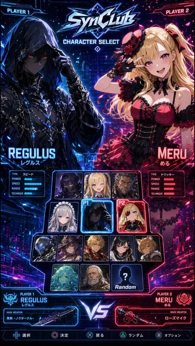 Pantalla de Selección de Personajes Cyberpunk Anime