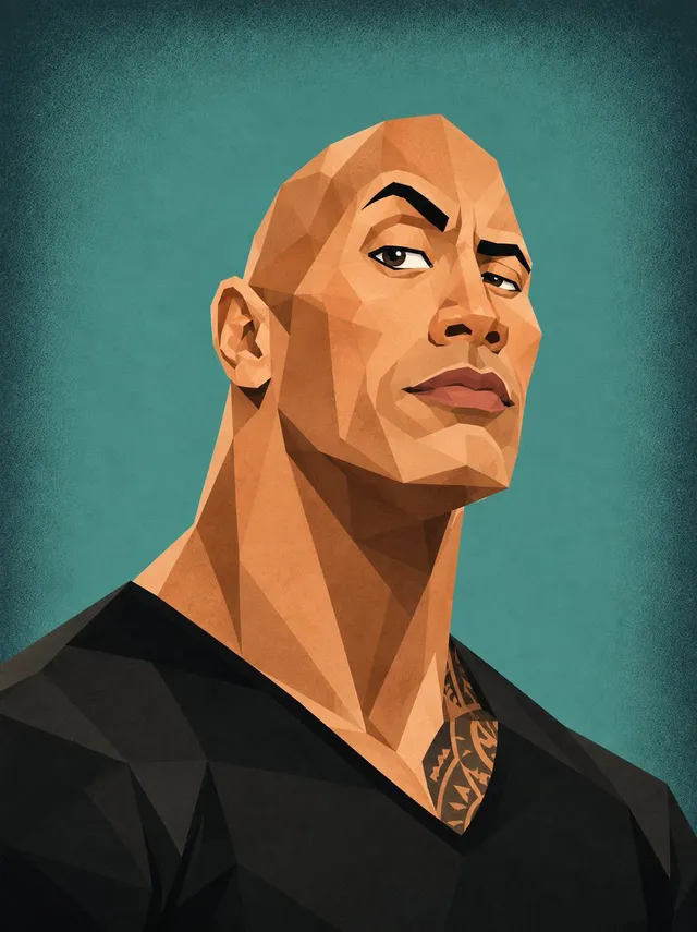Low-Poly geometrische Promi-Karikaturen