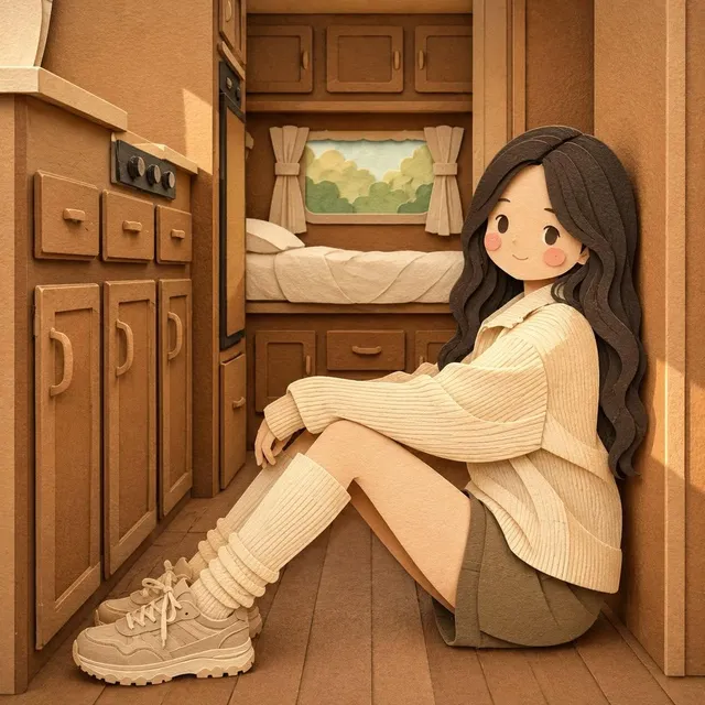 Schichtweise Scherenschnitt-Diorama-Illustration
