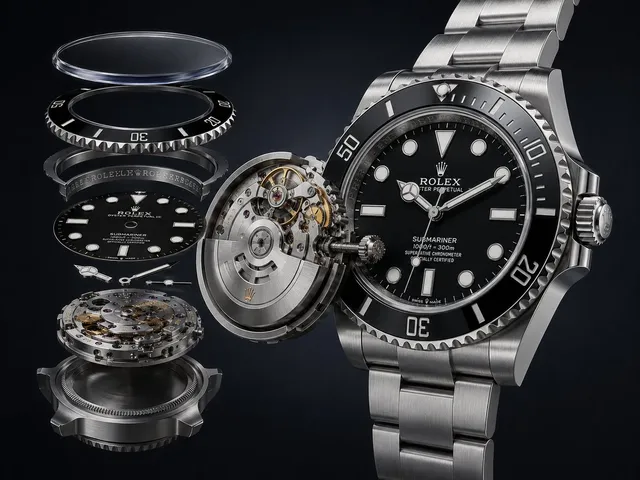 Exploded Luxury Dive Watch Render