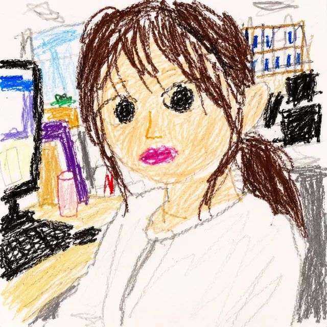 Toddler Crayon Office Selfie