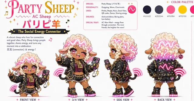 Party Sheep Character Design Sheet