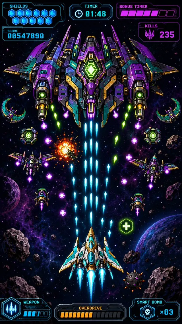 Retro Pixel Space Shooter HUD