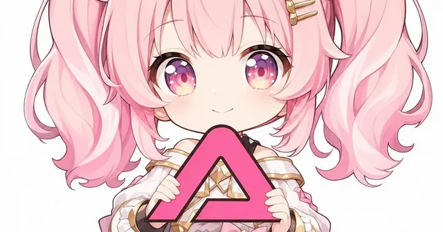 Pink Chibi Mascot Holding Logo