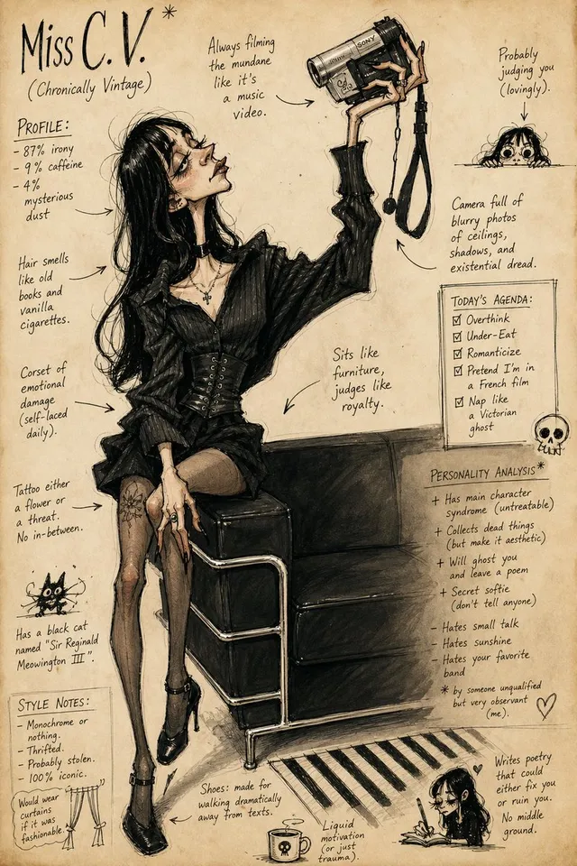 Grotesque Fashion Caricature Sketch