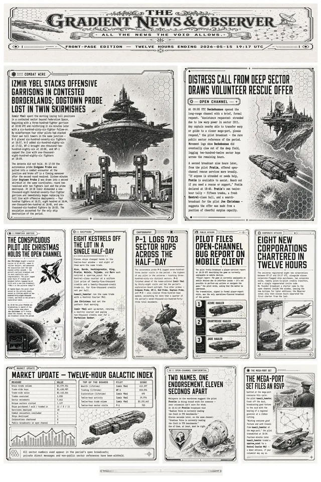 Halaman Depan Surat Kabar Sci-Fi Retro