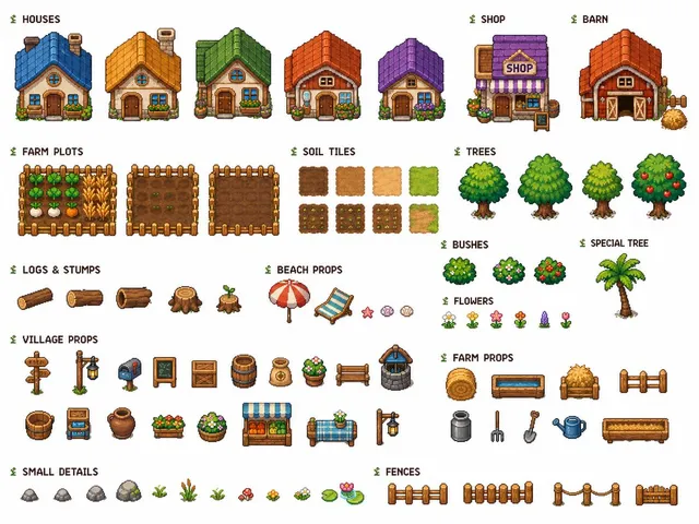 Cozy Farming Village Pixel Asset Sheet