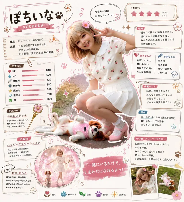 Kawaii RPG Character Profile Sheet