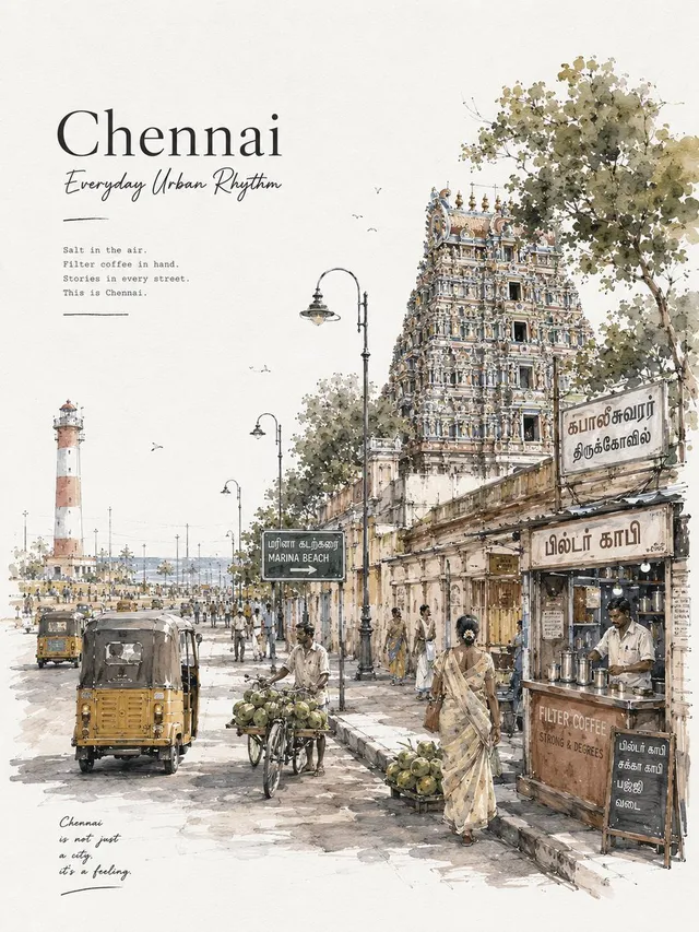 Chennai Aquarell Reise Poster
