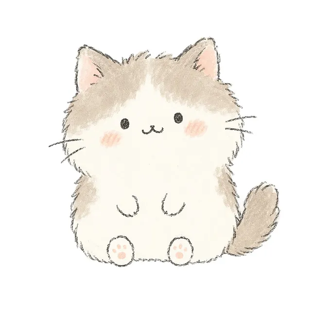 카와이 수채화 새끼 고양이