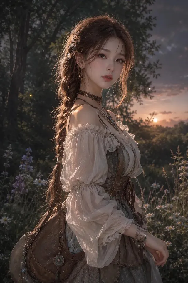 Anime Koreanische Frau im Wald