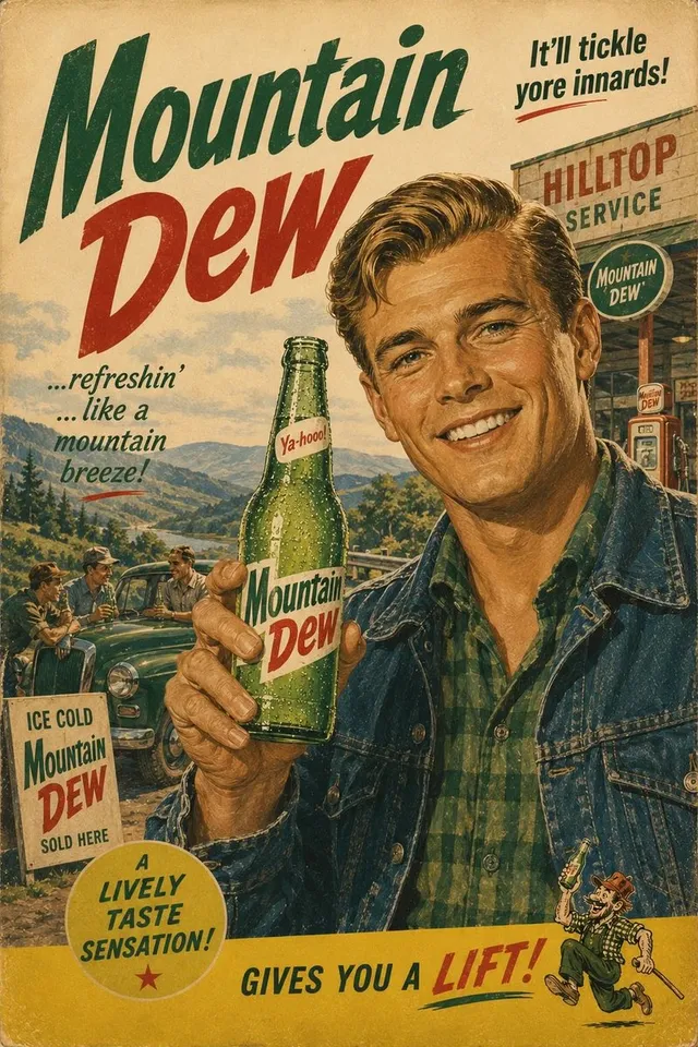 Póster publicitario retro de los años 60