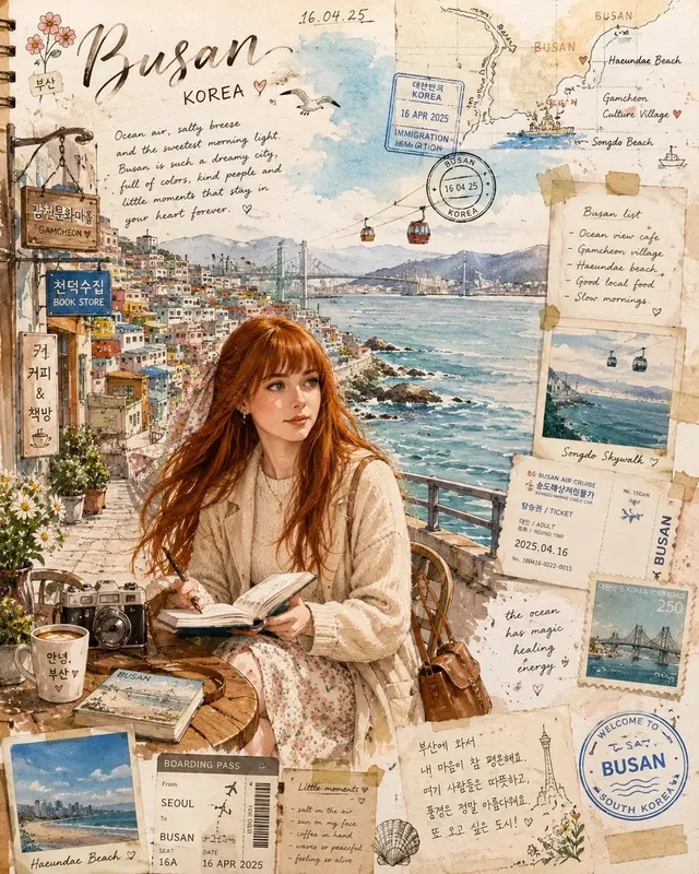 Busan Travel Journal Illustration