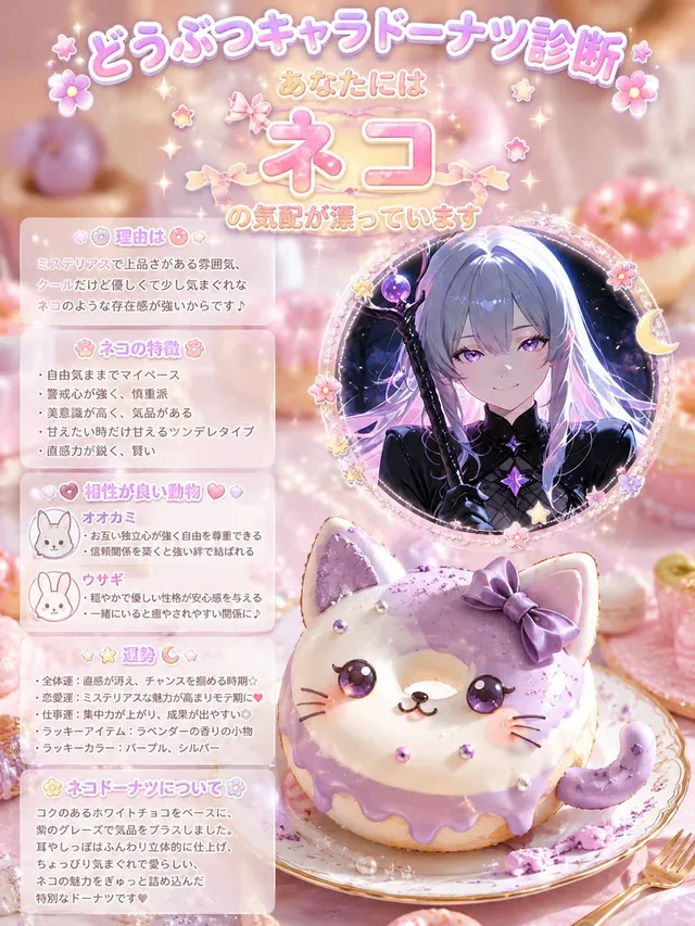 Kawaii Cat Donut Diagnosis Poster
