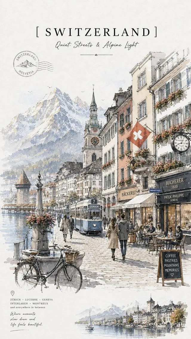 Vintage Aquarell Reiseplakate