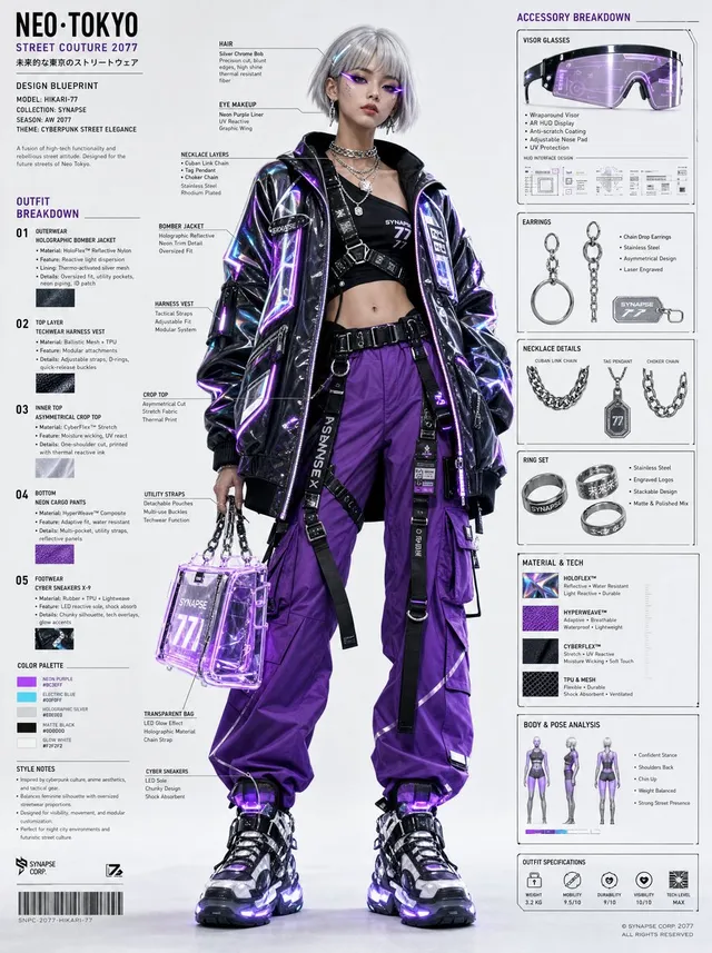 Cyberpunk Fashion Blueprint Sheet