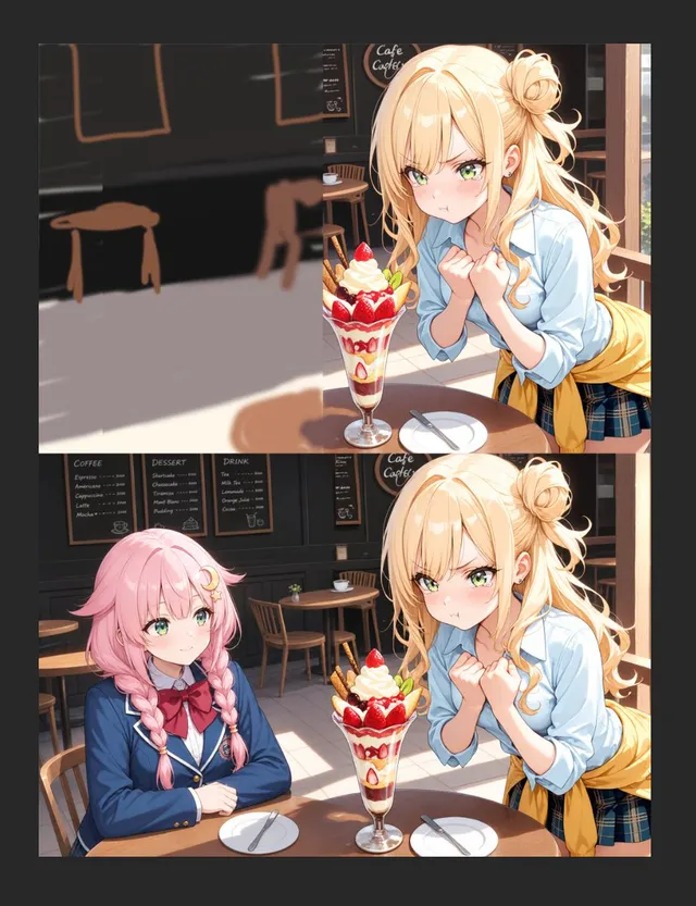 Anime Cafe Two-Panel Comparison