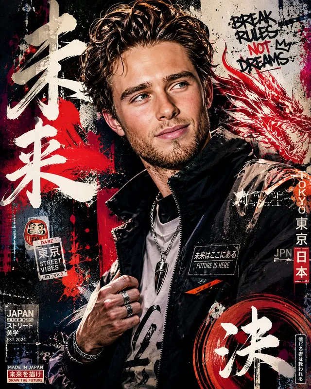 Art d'affiche graffiti japonais