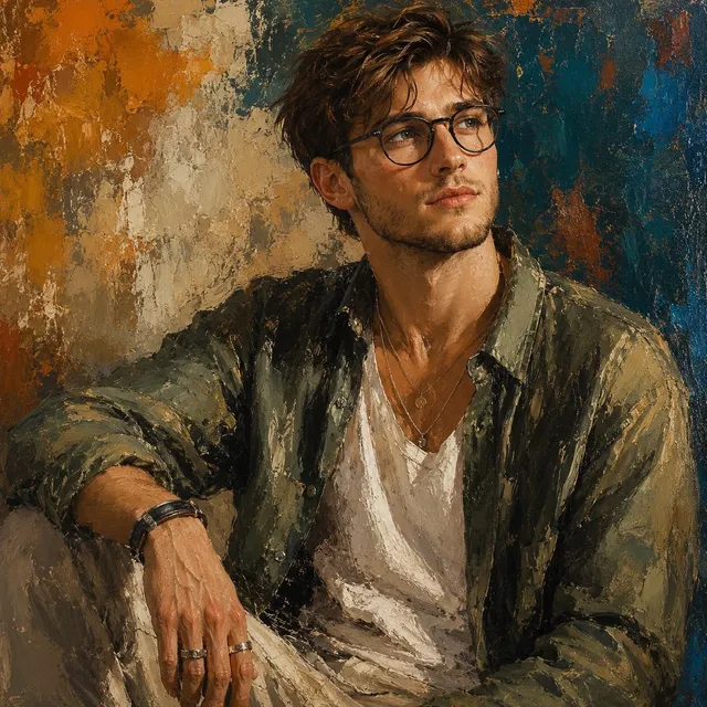 Portrait expressif à l'huile