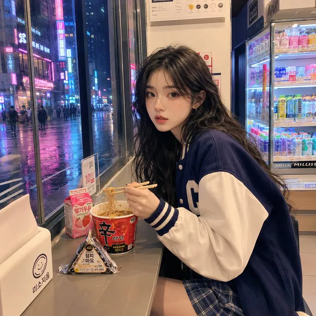 Korean Girl Convenience Store Photography