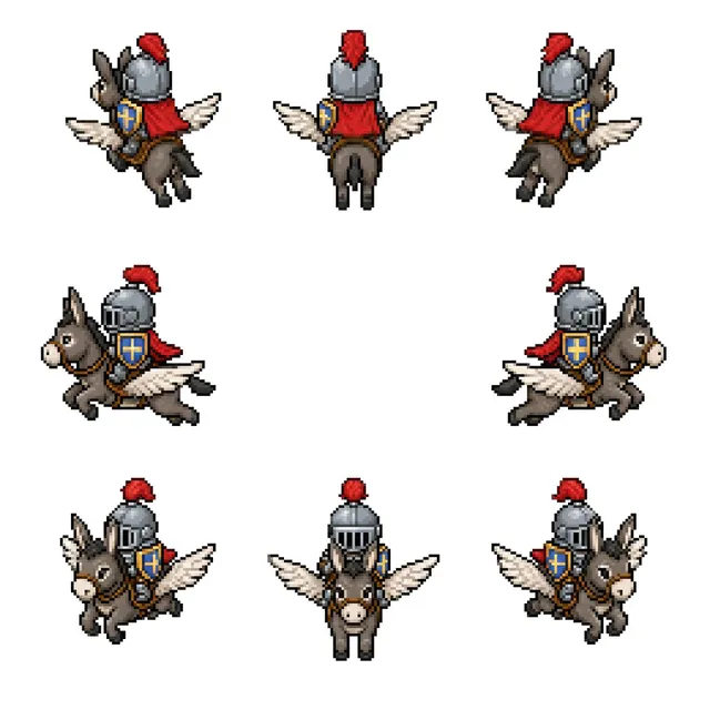 Winged Donkey Knight Sprite Sheet