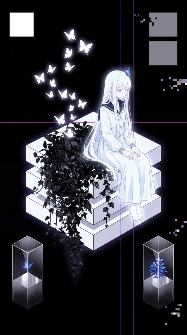 Glitch Aesthetic Anime Illustration