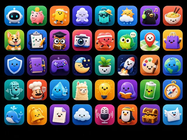 Cute 3D App Mascot Icon Grid