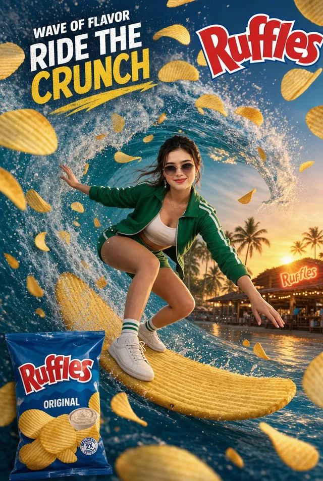 Annuncio Surf "Onda di Sapore" Ruffles